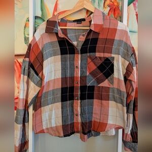 Sanctuary Red and Black Plaid Shirt